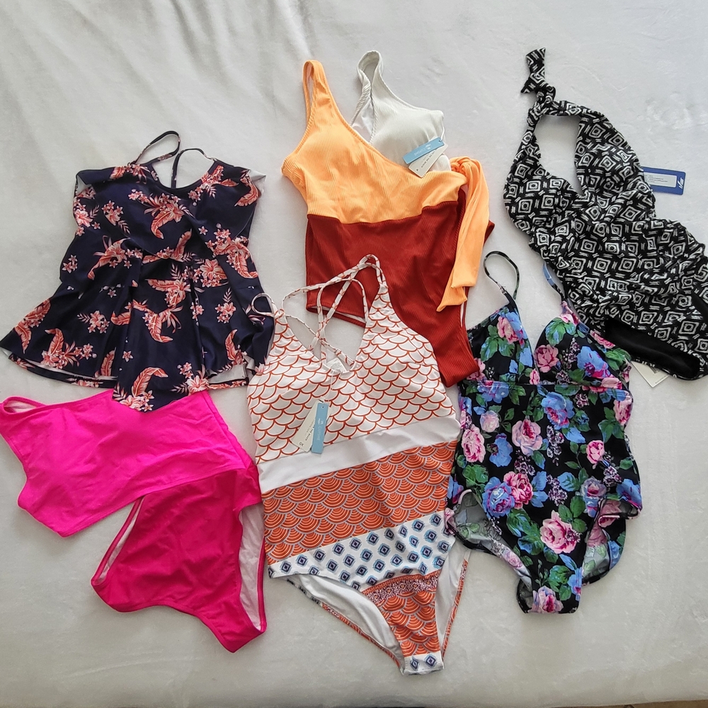Lot Of 6 Floral and Geometric Women Swim Suits One Piece NWT Wholesale $59 ALL
